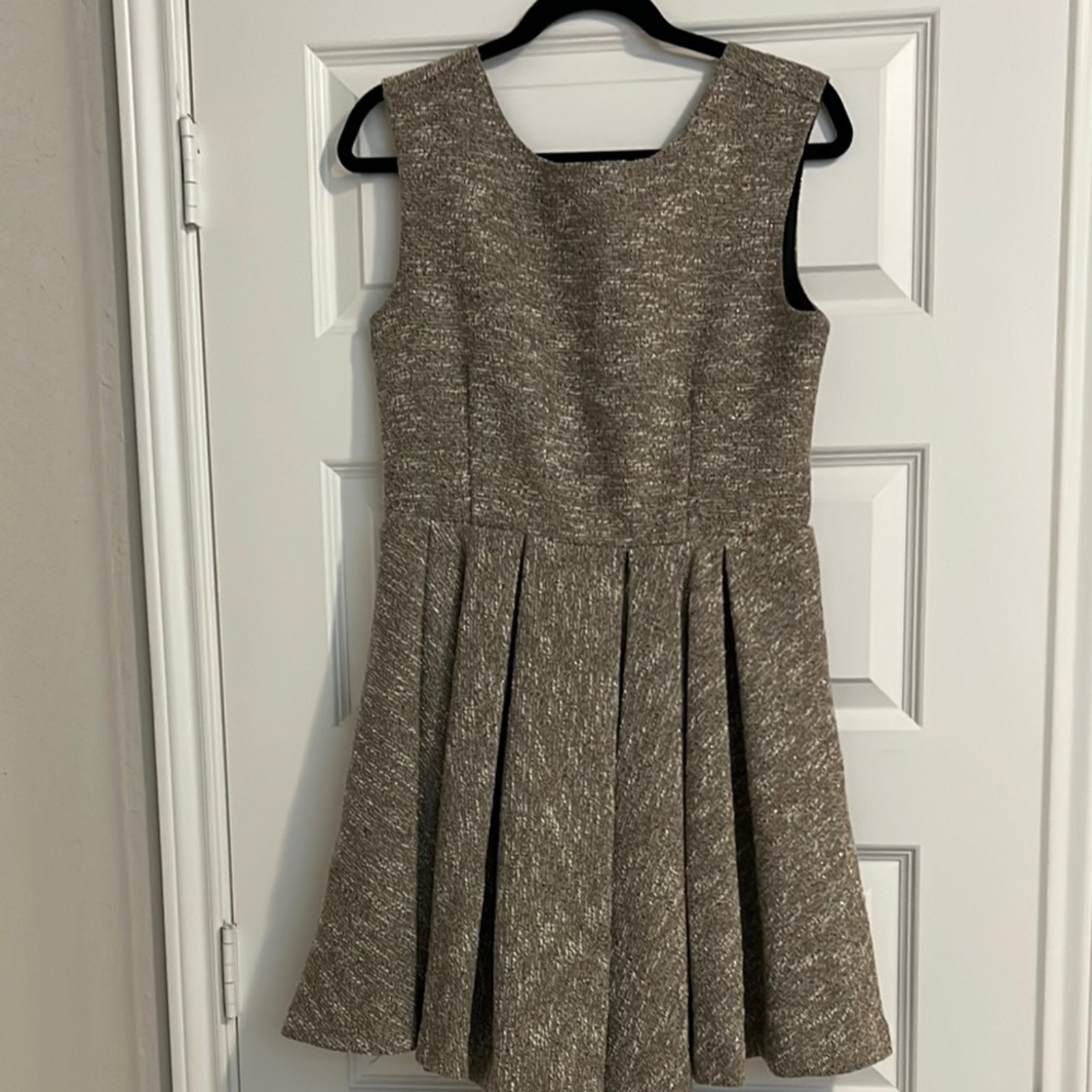 Anthropologie X Paper Crown - Tweed Shimmer Cocktail Dress W Scoop Back In Brown